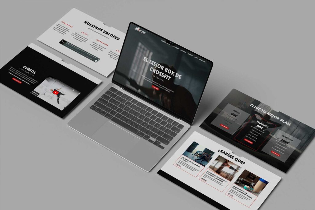 Diseño web responsive creado en WordPress para gimnasio de CrossFit con estructura UX/UI.