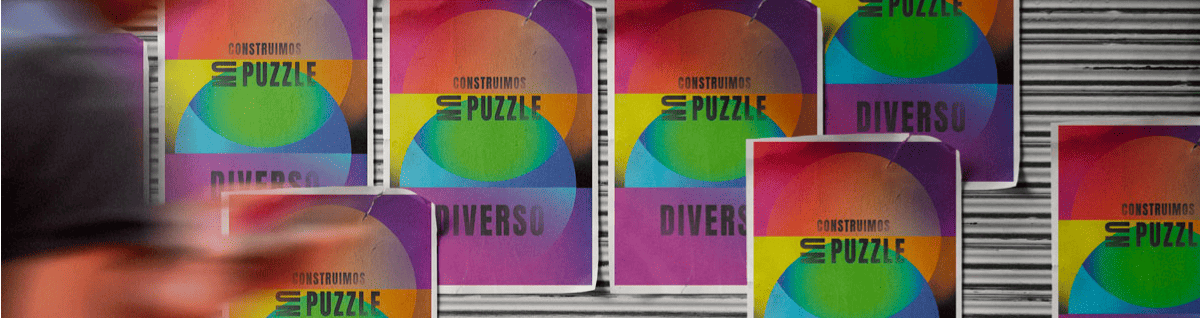 Campaña gráfica de FCC Construcción para el Día del Orgullo, diseño visual con degradado arcoíris y mensaje de diversidad e inclusión.